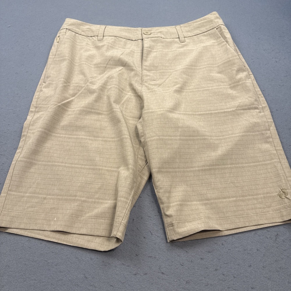NWT Hang Ten Men's Non-Stretch Board Shorts 32x11 HEATHERED TAN DRAWSTRING